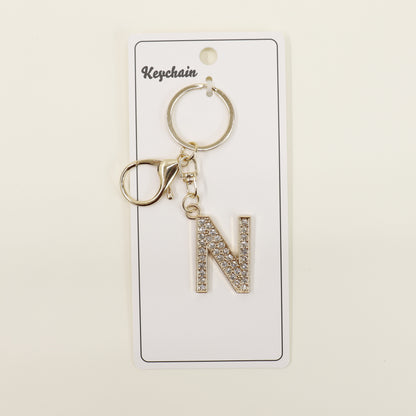 Rhinestone Alphabet Initial Letter Key Chain SS51011-32. (12PC)