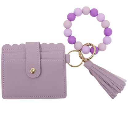 Silicone Bracelet with Multi Color Leather Wallet Tassel JB6126-18 (12PC)