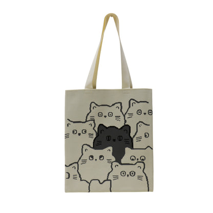 Cute Cat Pattern Knitted Tote Shoulder Bag JB6113-2 (12PC)