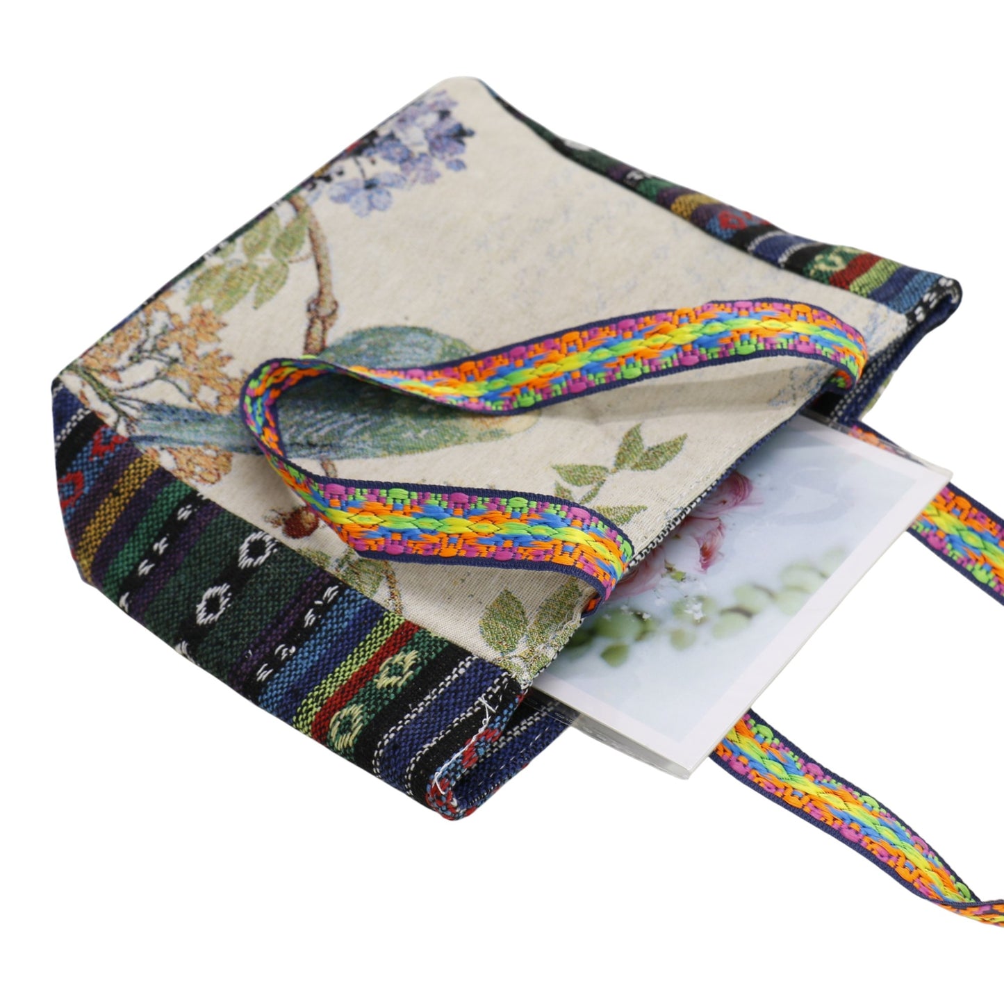 Bird Flower Embroidery Small Tote Shoulder Bag BG4107-16. (12PC)