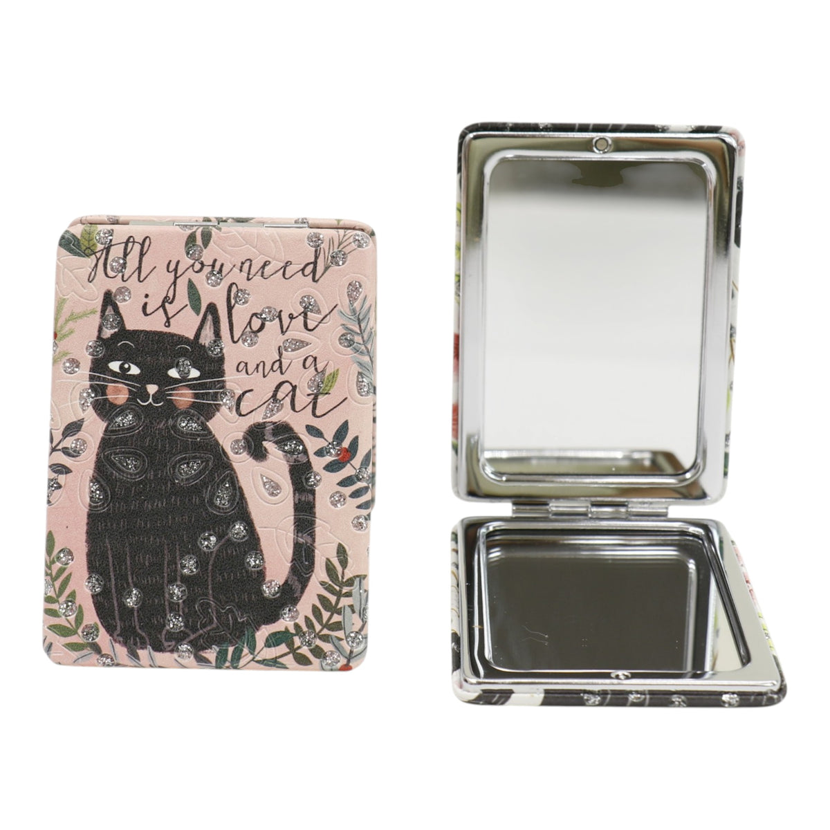 Cat Cartoon Rectangular Glitter Compact Makeup Mirror JM6423-30 (12PC)