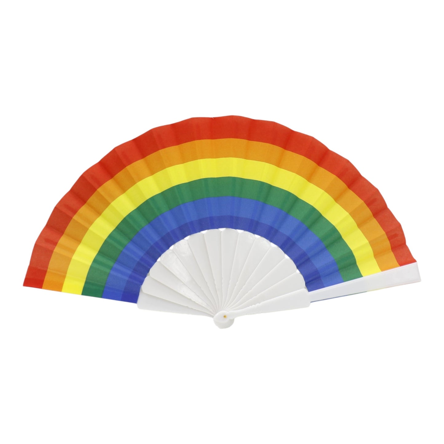 Rainbow Pride White Frame Hand Held Folding Fan FS057! (12PC)
