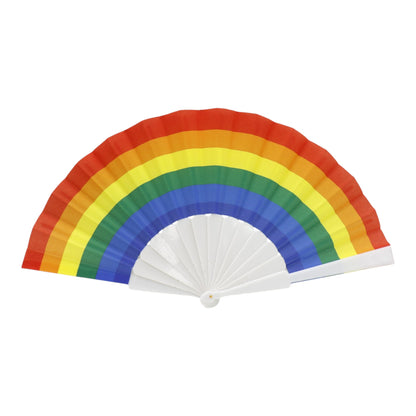 Rainbow Pride White Frame Hand Held Folding Fan FS057! (12PC)