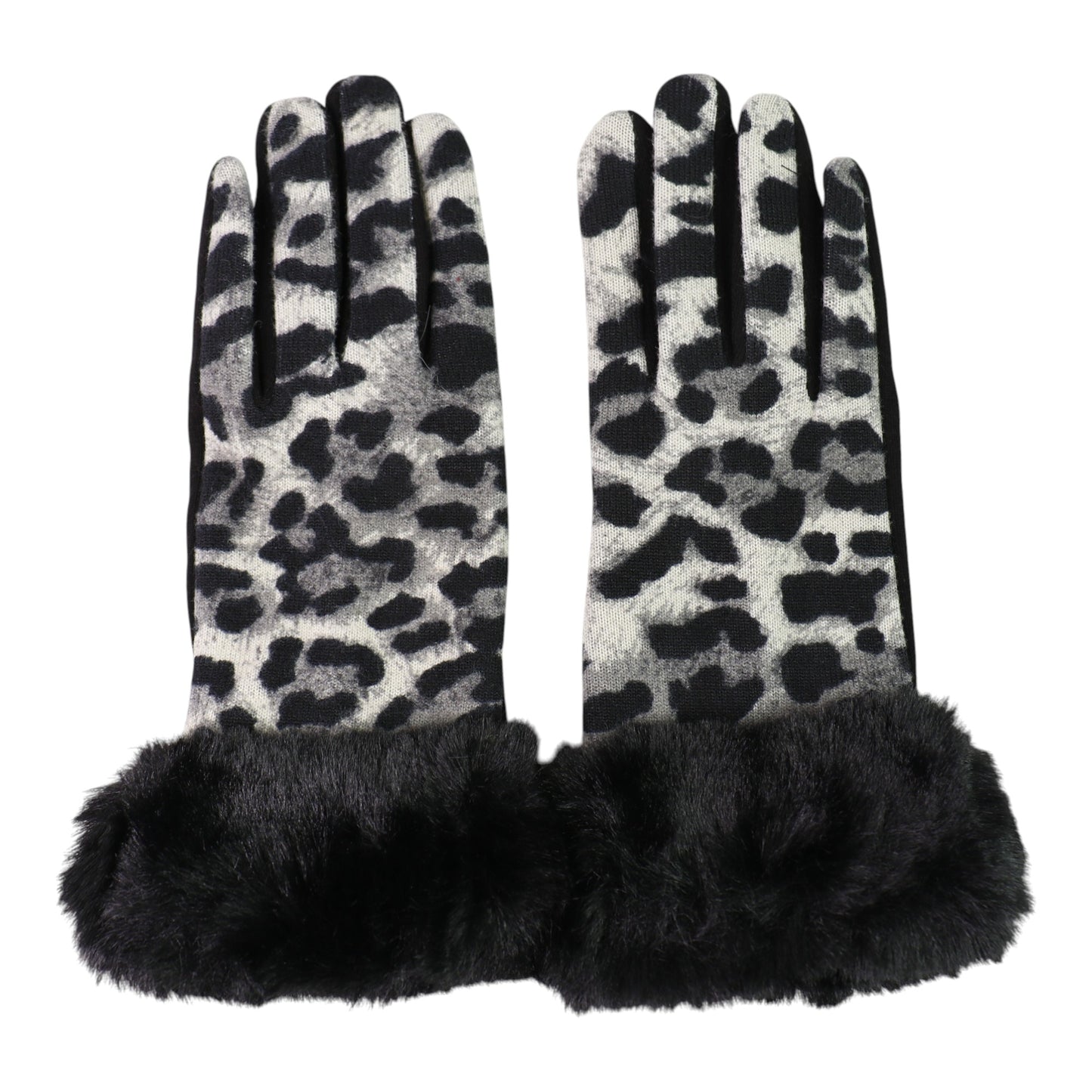 Women's Fur Leopard Pattern Gloves GL150.. (12PAIR)