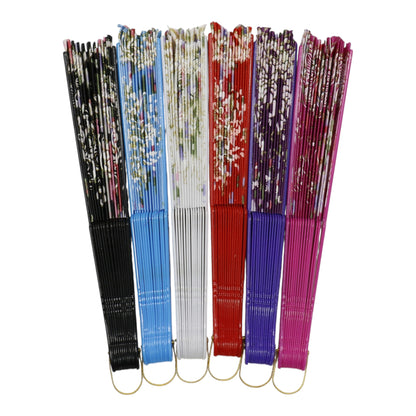 Gold Glitter Floral Colorful Hand Held Folding Fan JF6423-10 (12PC)