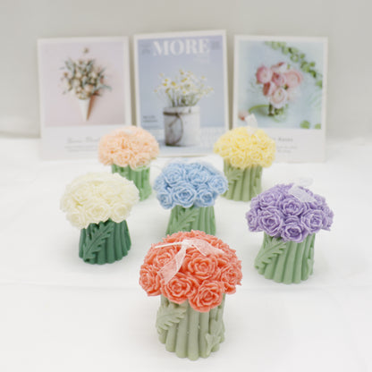 Rose Bouguet Scented Mix Color Candle SS41106-35.. (12PC)