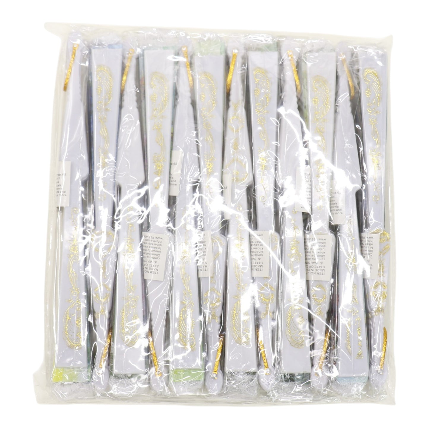Floral Garden White Lace Trim Hand Held Folding Fan JF6323-13 (12PC)