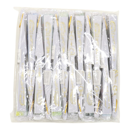 Floral Garden White Lace Trim Hand Held Folding Fan JF6323-13 (12PC)