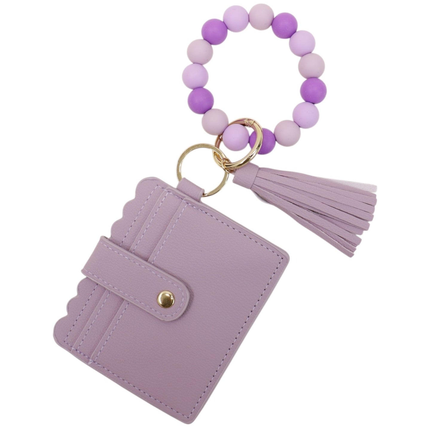 Silicone Bracelet with Multi Color Leather Wallet Tassel JB6126-18 (12PC)