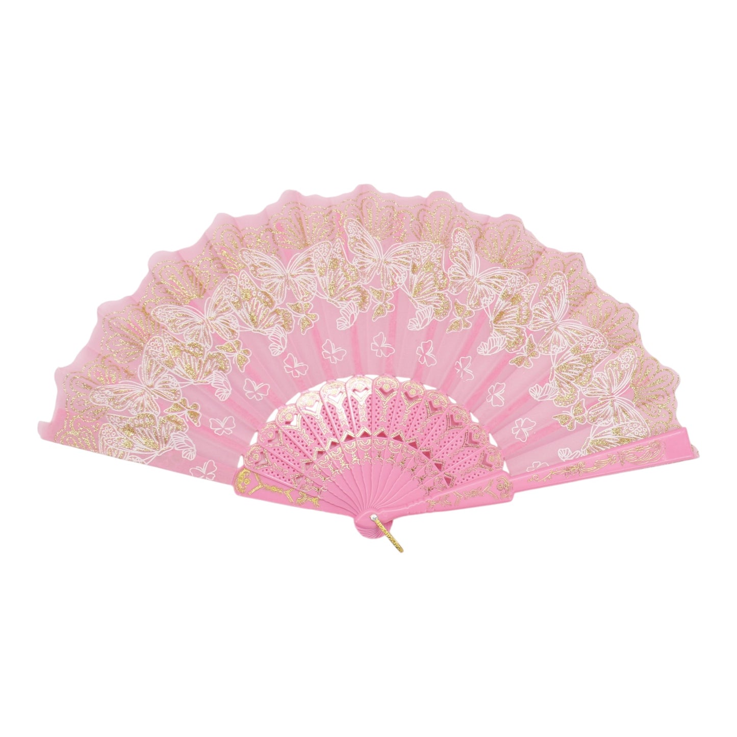 Colorful Gold Floral Glitter Handheld Folding Fan FN161AA (12PC)