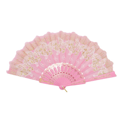 Colorful Gold Floral Glitter Handheld Folding Fan FN161AA (12PC)