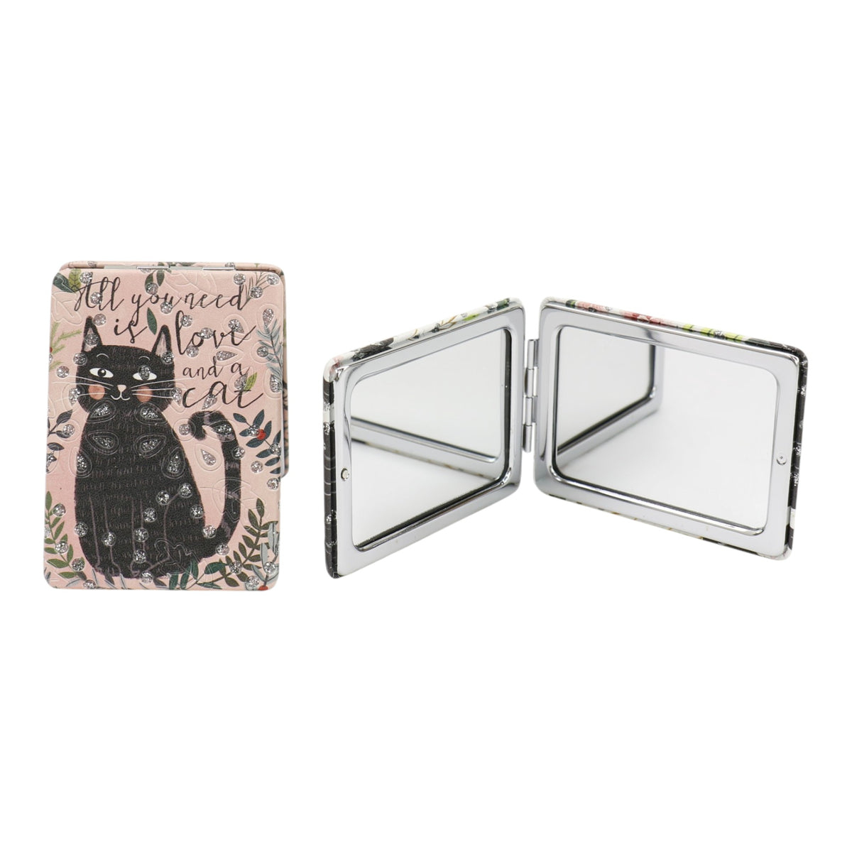 Cat Cartoon Rectangular Glitter Compact Makeup Mirror JM6423-30 (12PC)