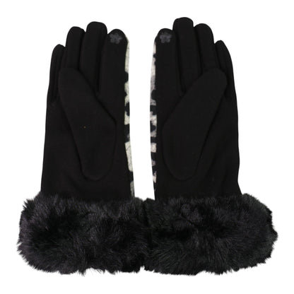 Women's Fur Leopard Pattern Gloves GL150.. (12PAIR)
