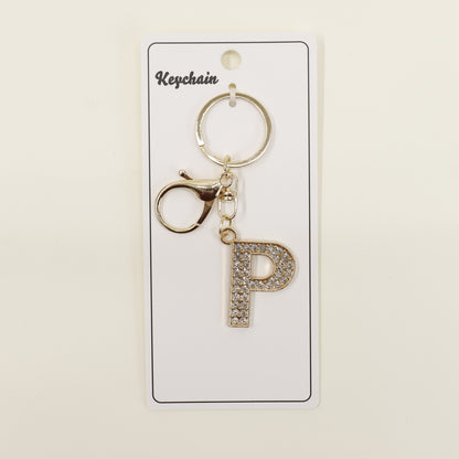 Rhinestone Alphabet Initial Letter Key Chain SS51011-32. (12PC)