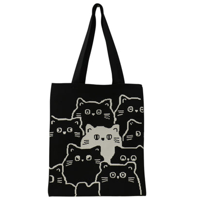 Cute Cat Pattern Knitted Tote Shoulder Bag JB6711-1 (12PC)