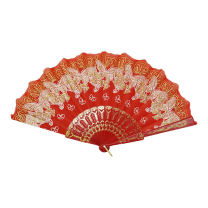 Colorful Gold Floral Glitter Handheld Folding Fan FN161AA (12PC)