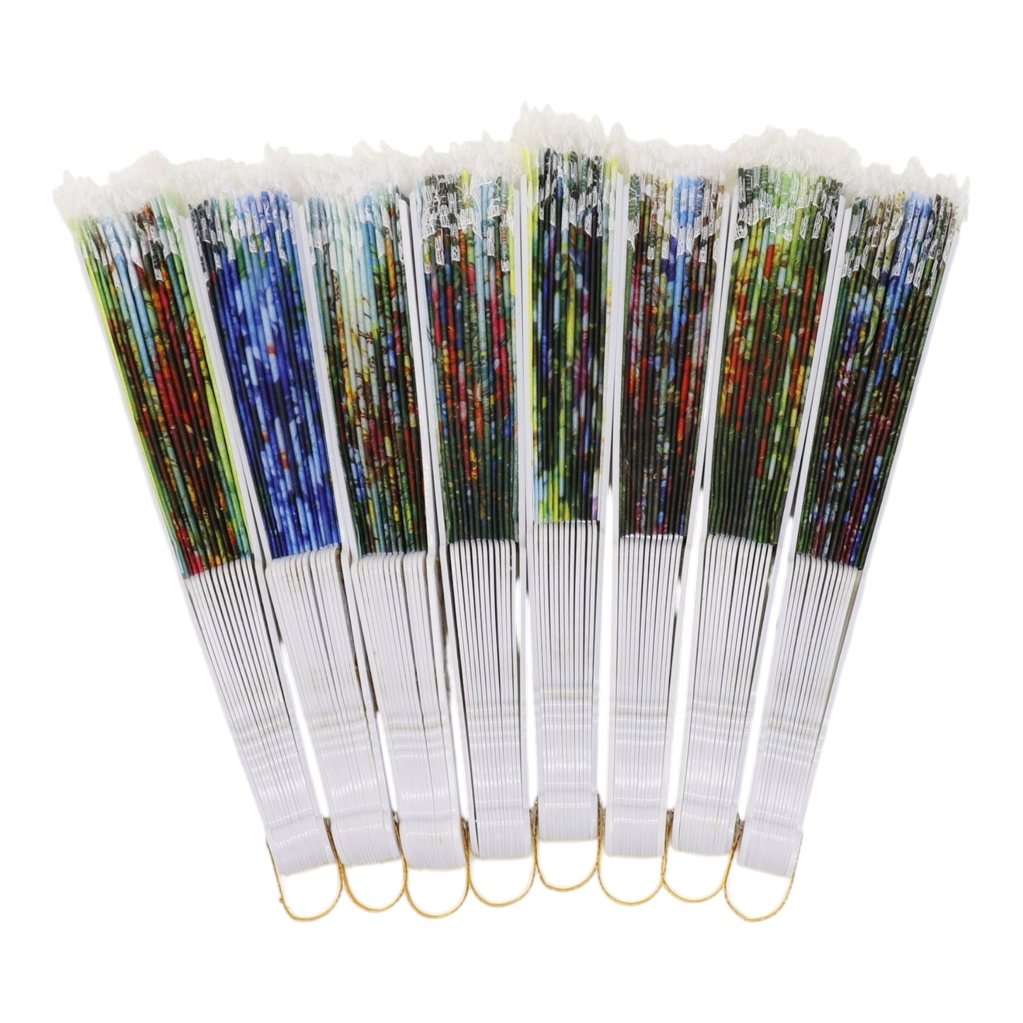 Floral Garden White Lace Trim Hand Held Folding Fan JF6323-13 (12PC)