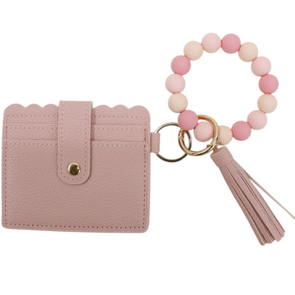 Silicone Bracelet with Multi Color Leather Wallet Tassel JB6126-18 (12PC)