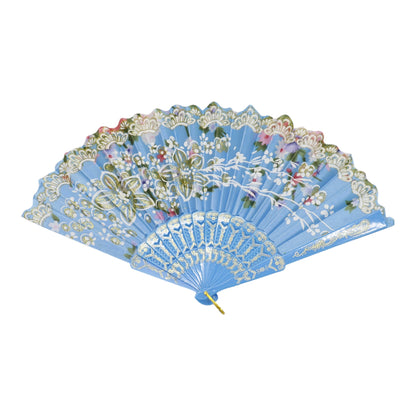 Gold Glitter Floral Colorful Hand Held Folding Fan JF6423-10 (12PC)