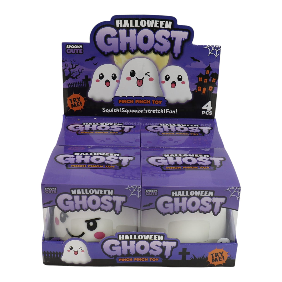 Jumbo 6 Inch Halloween Ghost Fluffy Squishy Toy SS6813-34 (4PC)