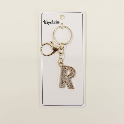 Rhinestone Alphabet Initial Letter Key Chain SS51011-32. (12PC)