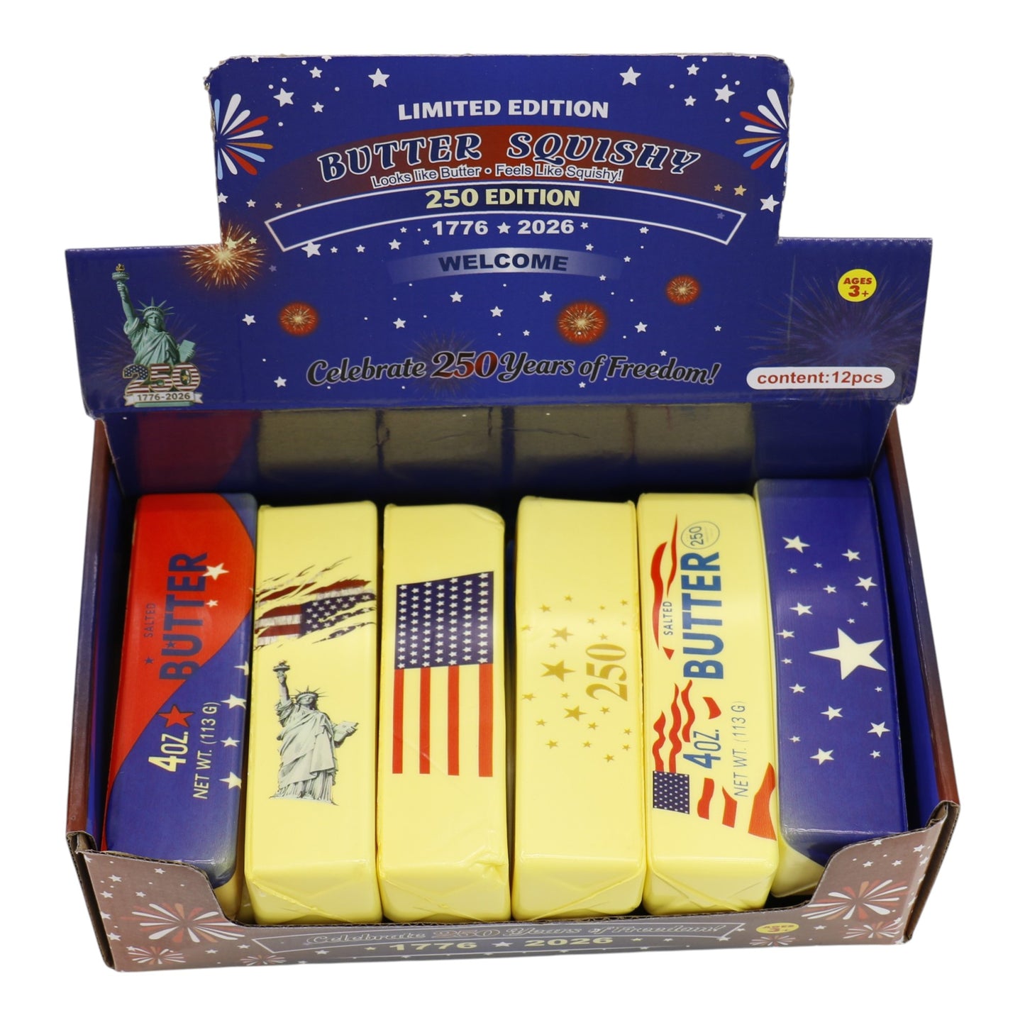 250th Patriotic USA Butter Soft Slow Rising Foam Squishy JT6506-24 (12PC)