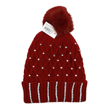Pom Pom Rhinestone Decor Beanie H20-45. (12PC)