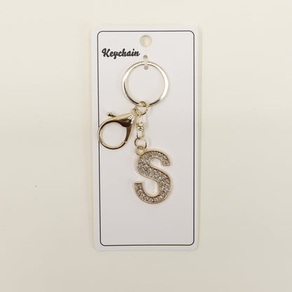Rhinestone Alphabet Initial Letter Key Chain SS51011-32. (12PC)