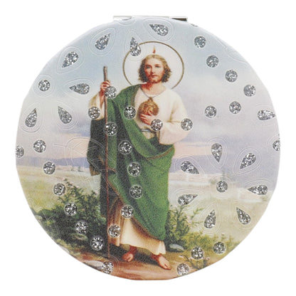 Religious Glitter Circular Compact Makeup Mirror JM6423-1 (12PC)
