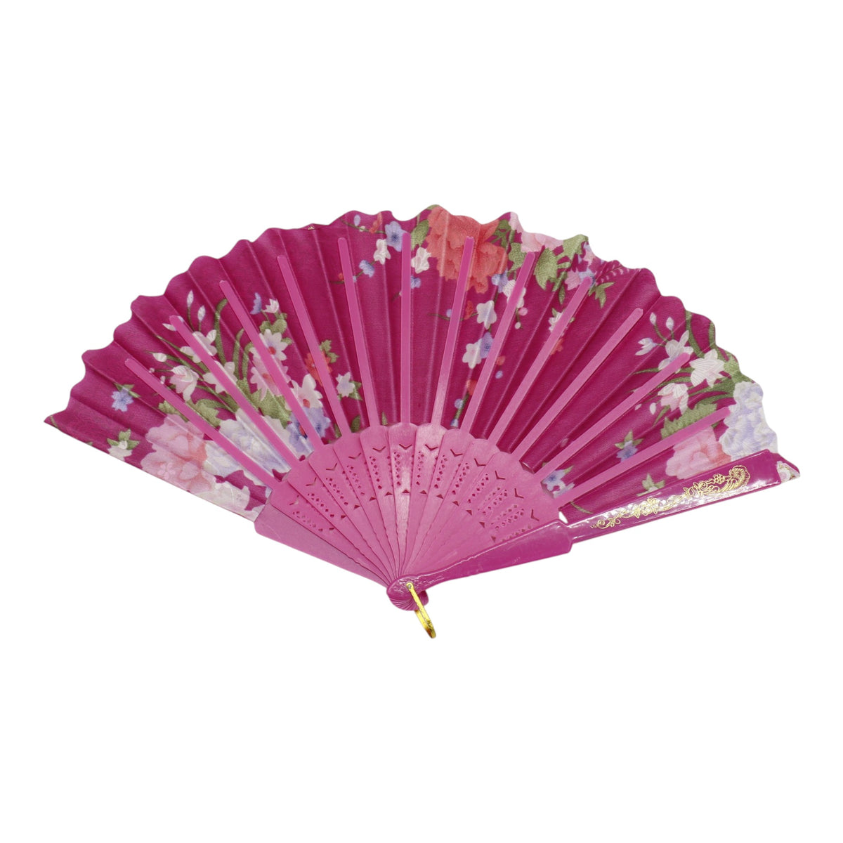 Gold Glitter Floral Colorful Hand Held Folding Fan JF6423-10 (12PC)