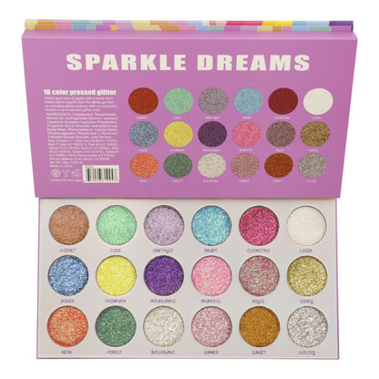 S. He 18 Color Pressed Glitter Palette PG01 (6PK)