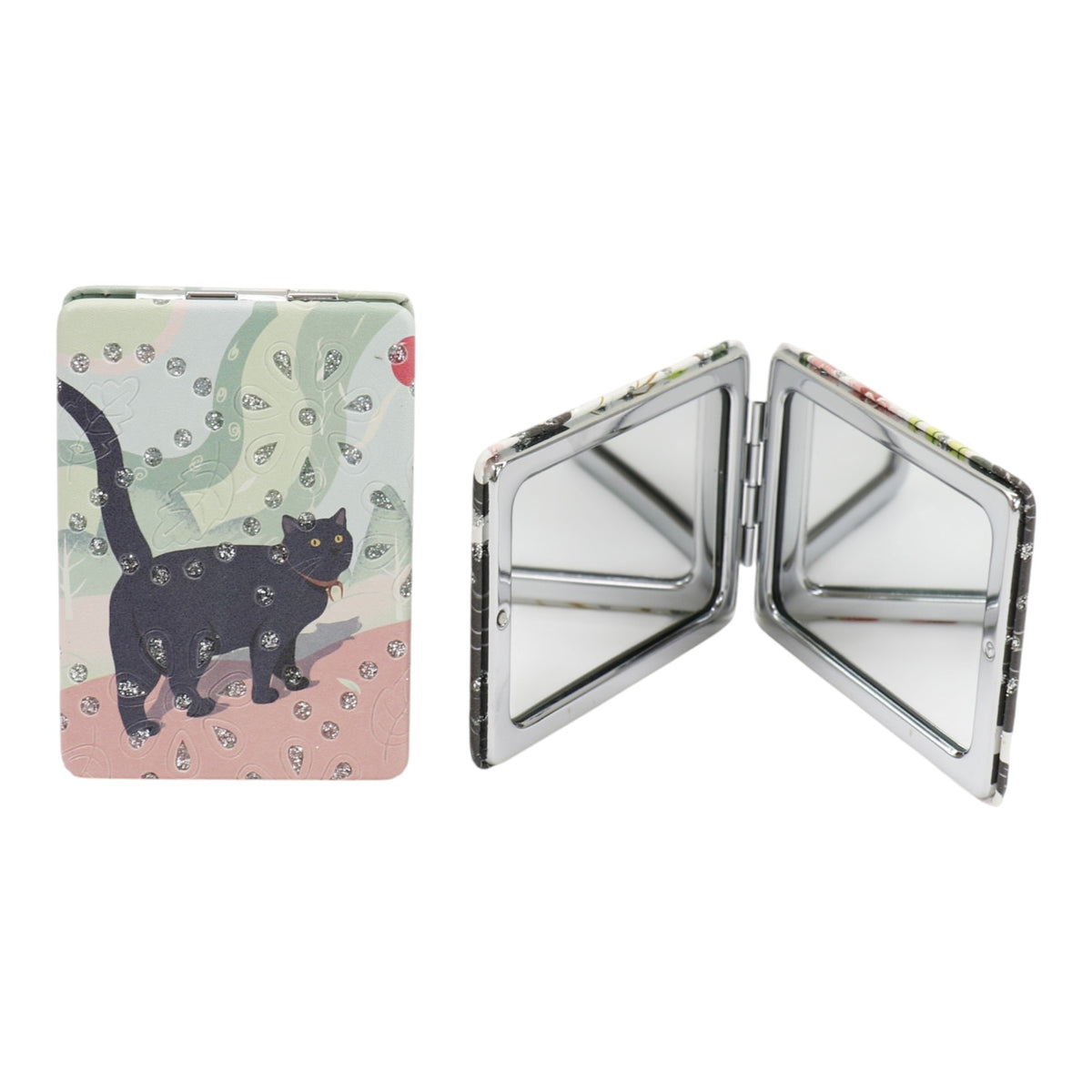 Cat Cartoon Rectangular Glitter Compact Makeup Mirror JM6423-30 (12PC)