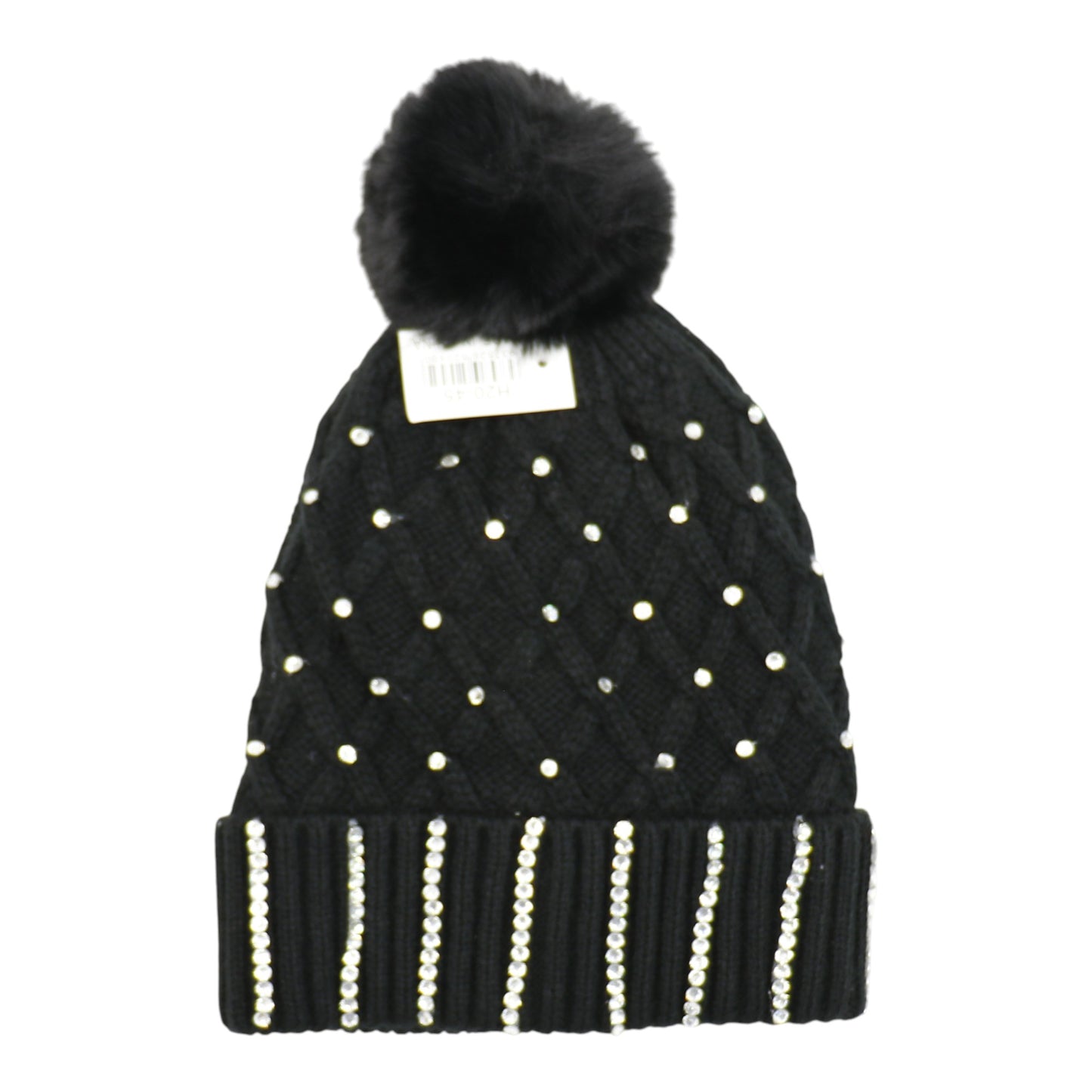 Pom Pom Rhinestone Decor Beanie H20-45. (12PC)