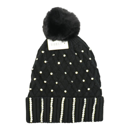 Pom Pom Rhinestone Decor Beanie H20-45. (12PC)