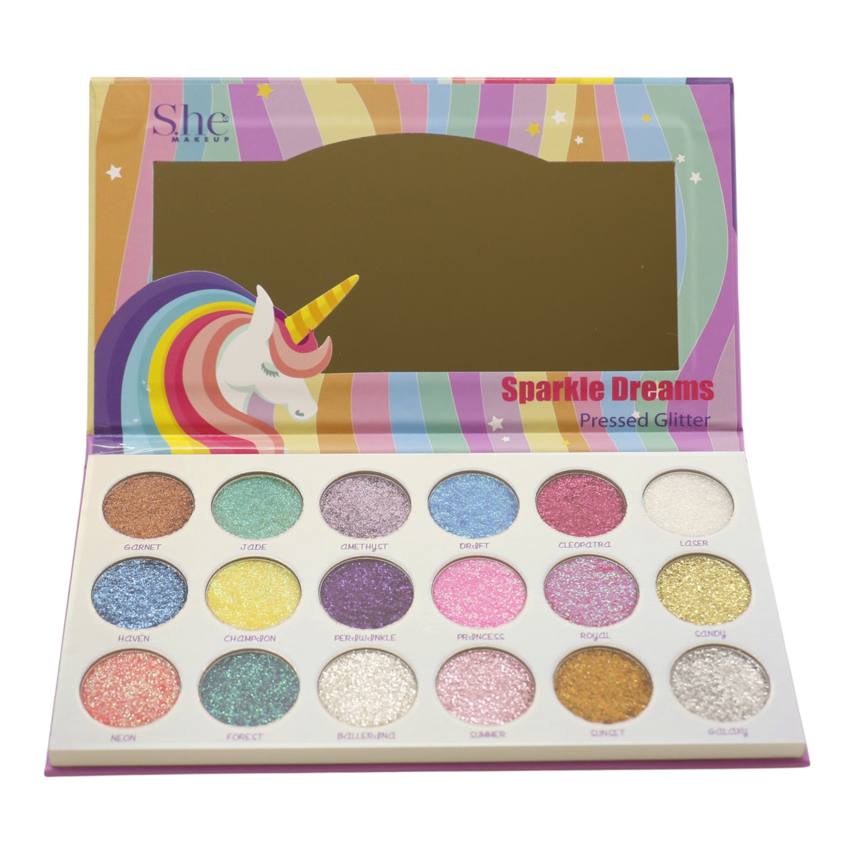 S. He 18 Color Pressed Glitter Palette PG01 (6PK)