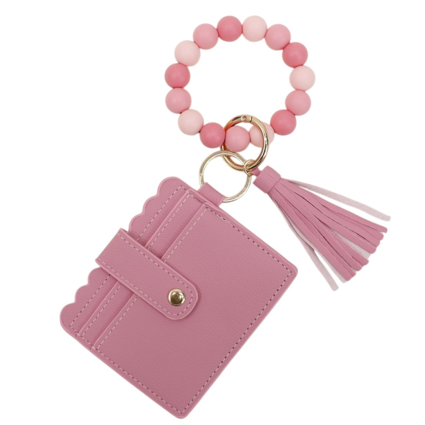 Silicone Bracelet with Multi Color Leather Wallet Tassel JB6126-18 (12PC)