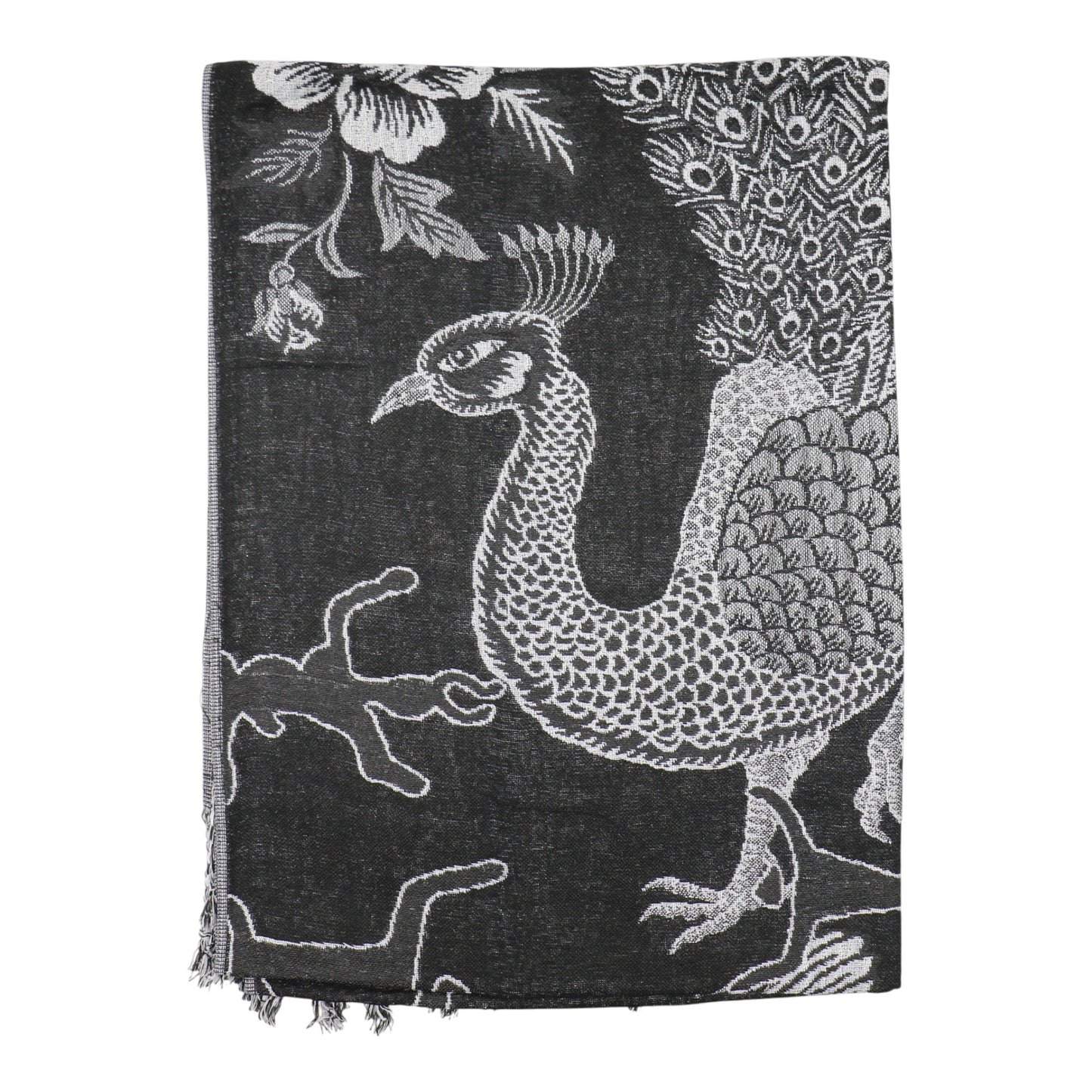 Metallic Pashmina Peacock  SCF4815-14 (12PC)