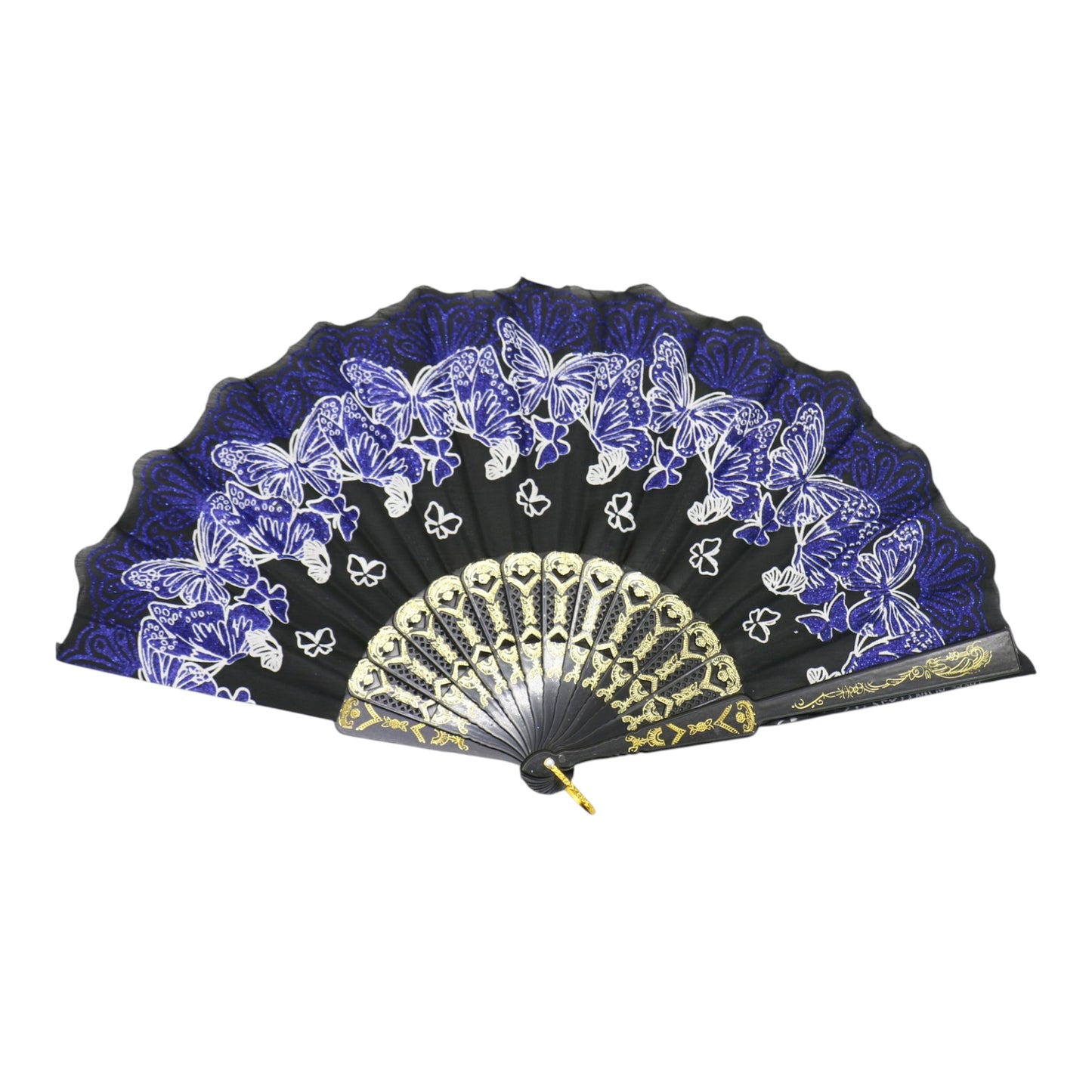 Butterfly Floral Glitter Handheld Folding Fan FNSZ09 (12PC)