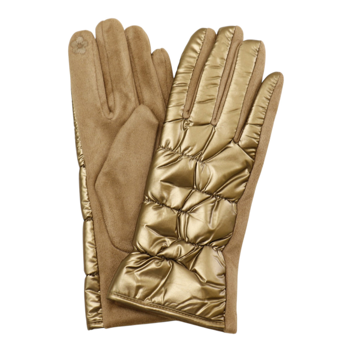Women's Metallic Quilted Puffer Texting Gloves GL6830-16 (12PAIR)