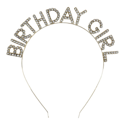 Iron Alloy Rhinestone Birthday Girl Headband HB089 (12PC)