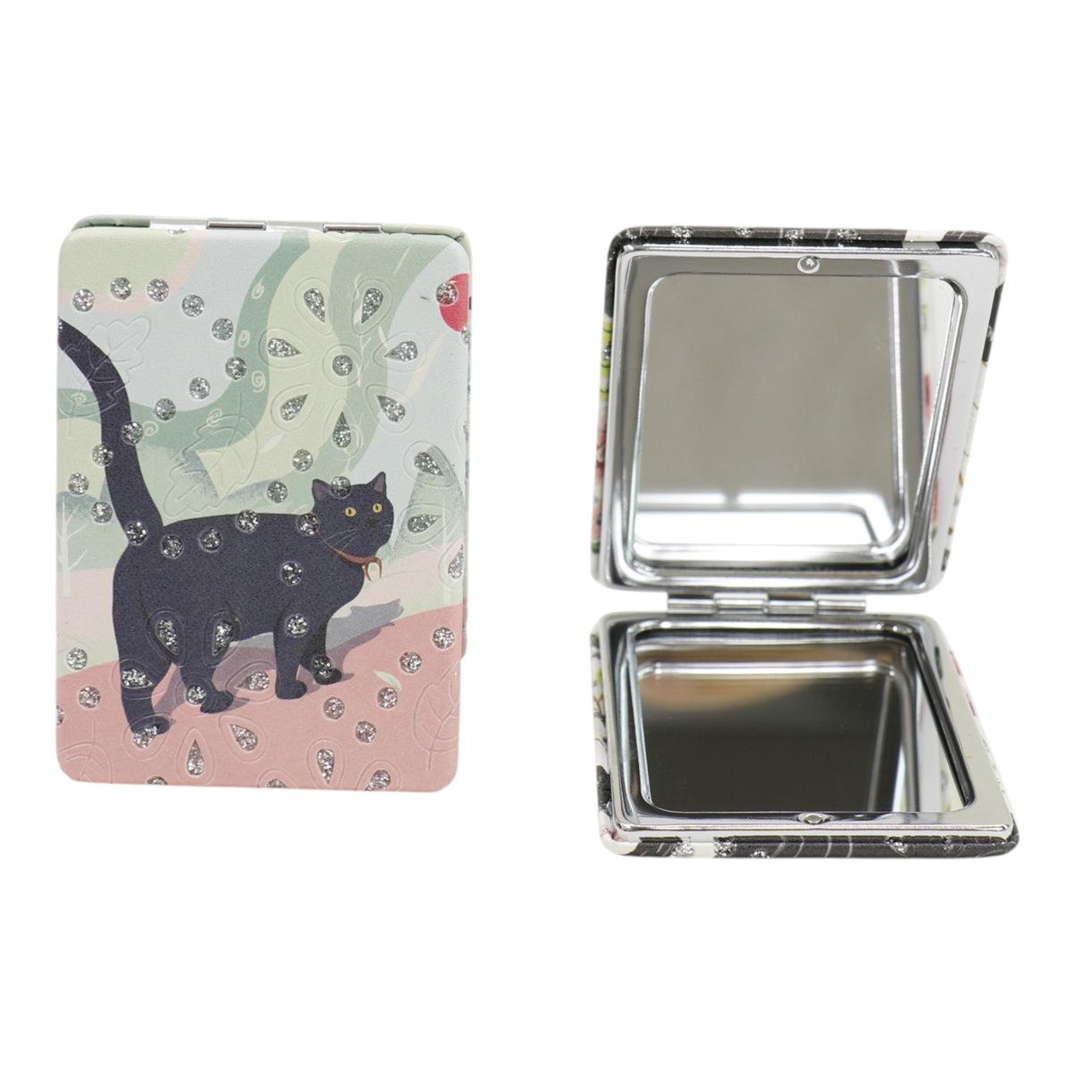 Cat Cartoon Rectangular Glitter Compact Makeup Mirror JM6423-30 (12PC)