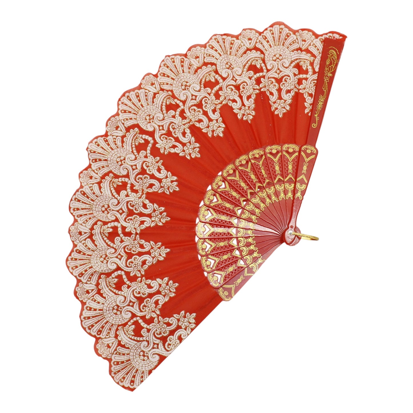 Colorful Gold Floral Glitter Handheld Folding Fan FN161AA (12PC)