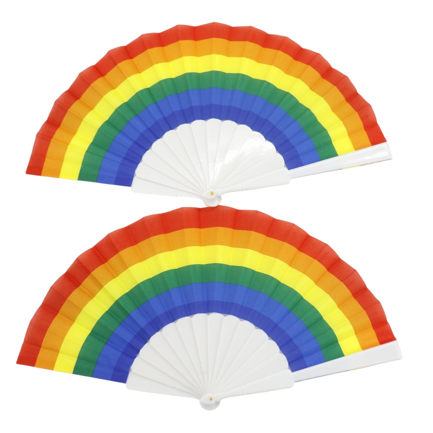 Rainbow Pride White Frame Hand Held Folding Fan FS057! (12PC)