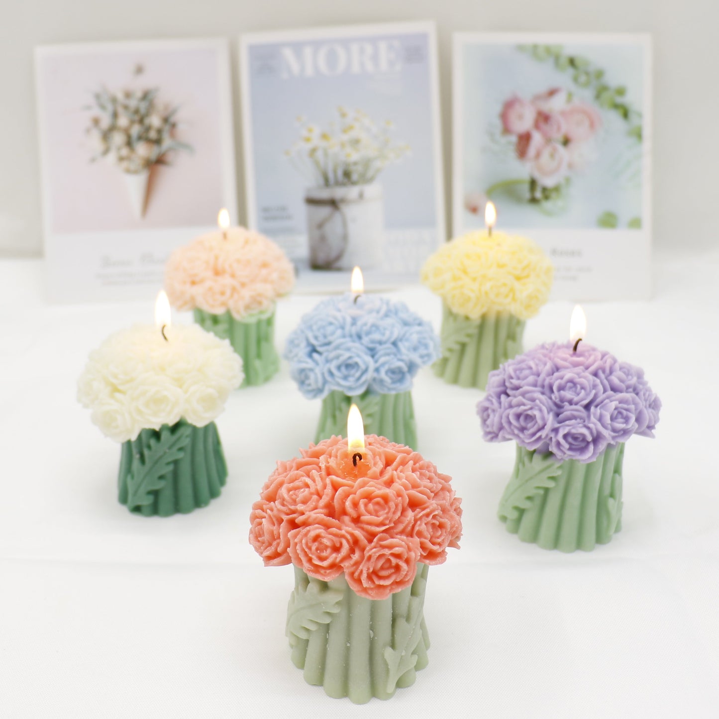 Rose Bouguet Scented Mix Color Candle SS41106-35.. (12PC)