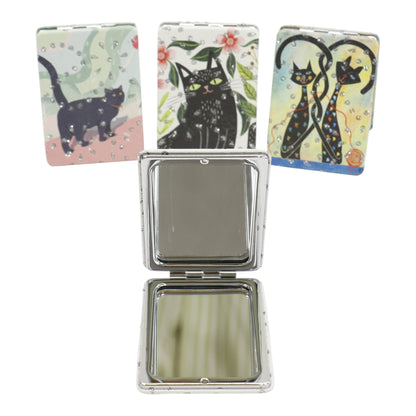 Cat Cartoon Rectangular Glitter Compact Makeup Mirror JM6423-30 (12PC)
