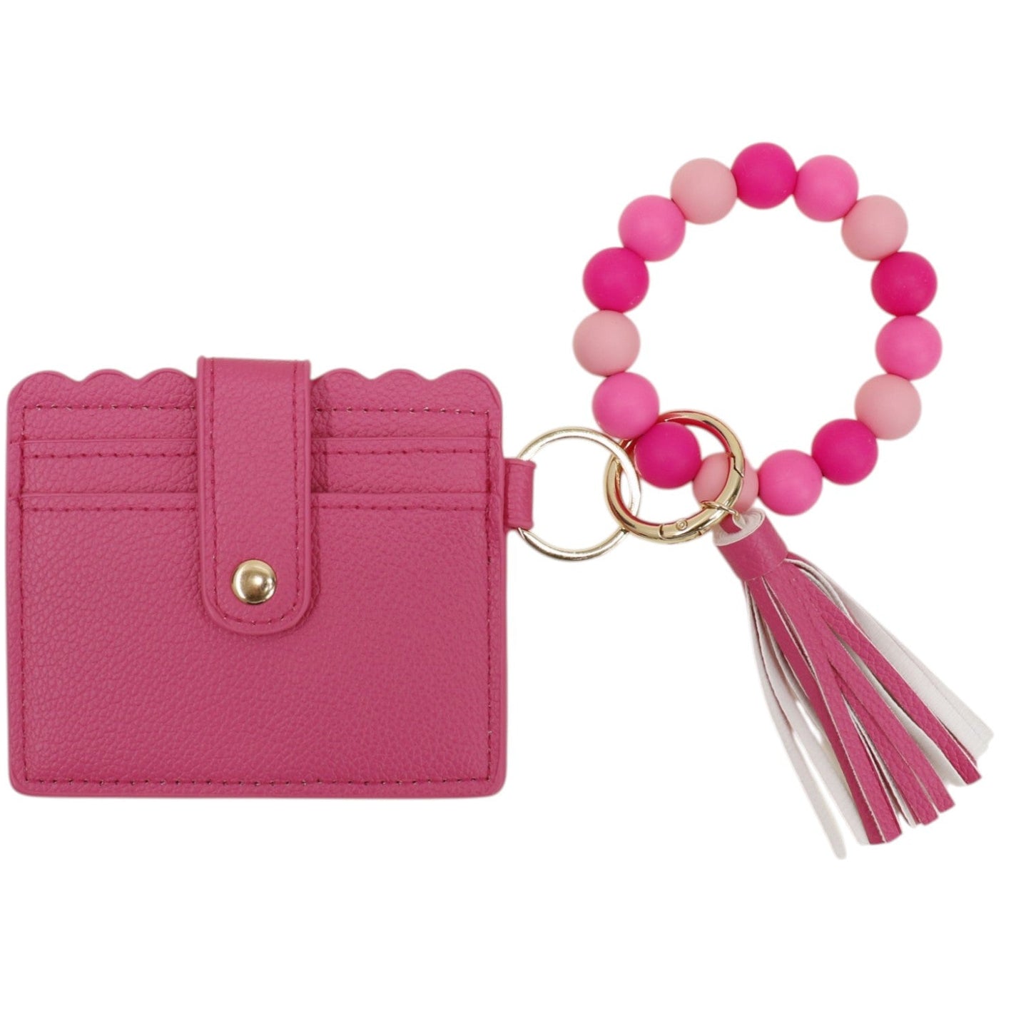 Silicone Bracelet with Multi Color Leather Wallet Tassel JB6126-18 (12PC)