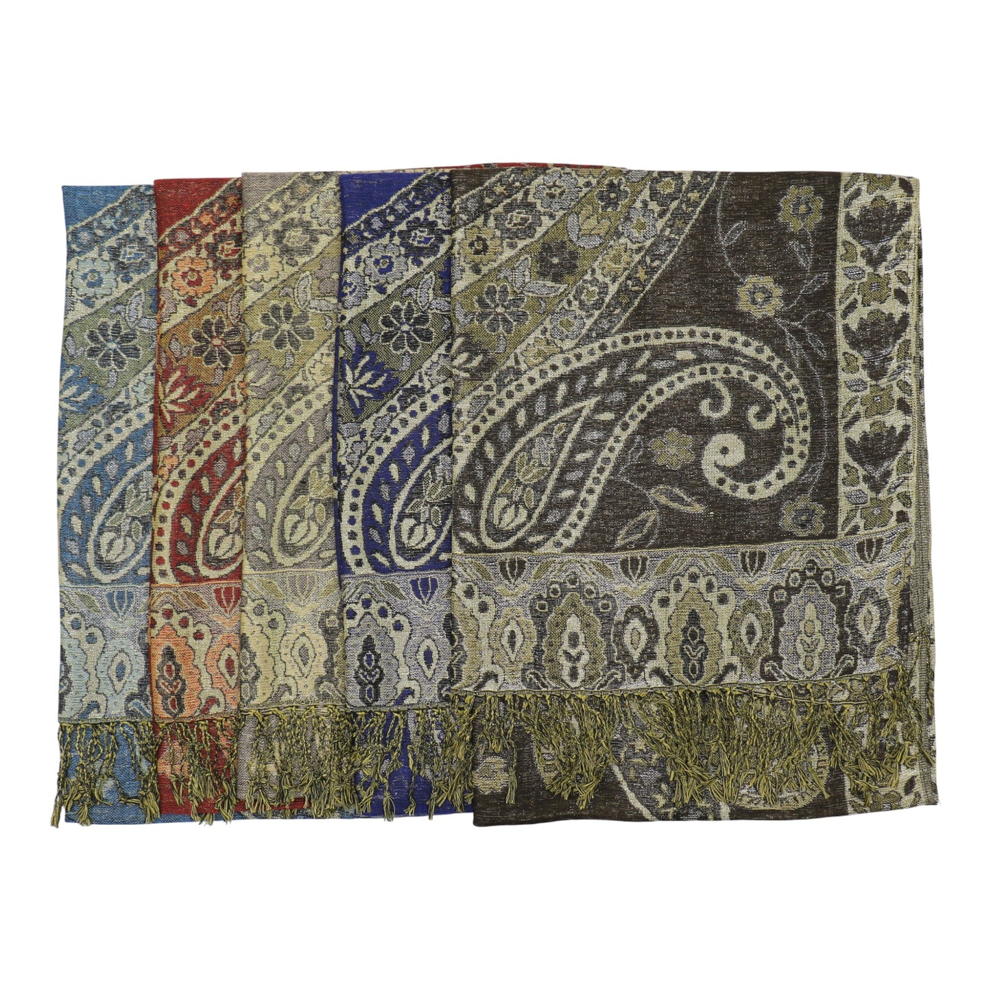 Metallic Pashmina Paisley Pattern SCF3719-30. (12PC)