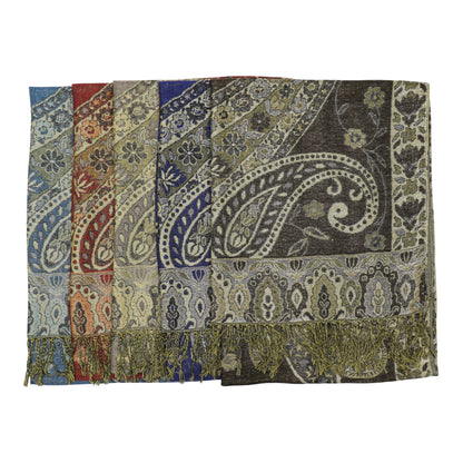Metallic Pashmina Paisley Pattern SCF3719-30. (12PC)