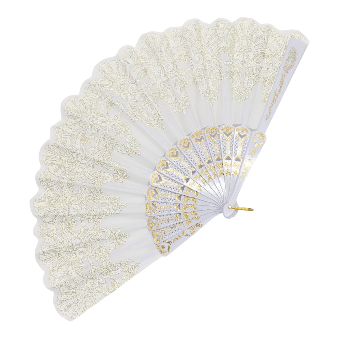 Colorful Gold Floral Glitter Handheld Folding Fan FN161AA (12PC)