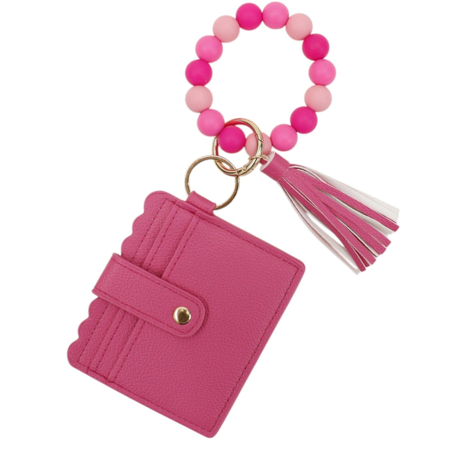 Silicone Bracelet with Multi Color Leather Wallet Tassel JB6126-18 (12PC)